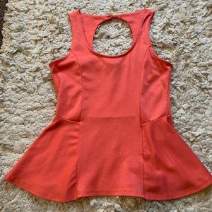 Coral Peach Kirra Peplum Tank Top Women’s Medium